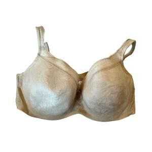 Cacique Lightly Lined Balconette Bra Size 42 DD Beige Lace Nude Beige Underwire‎